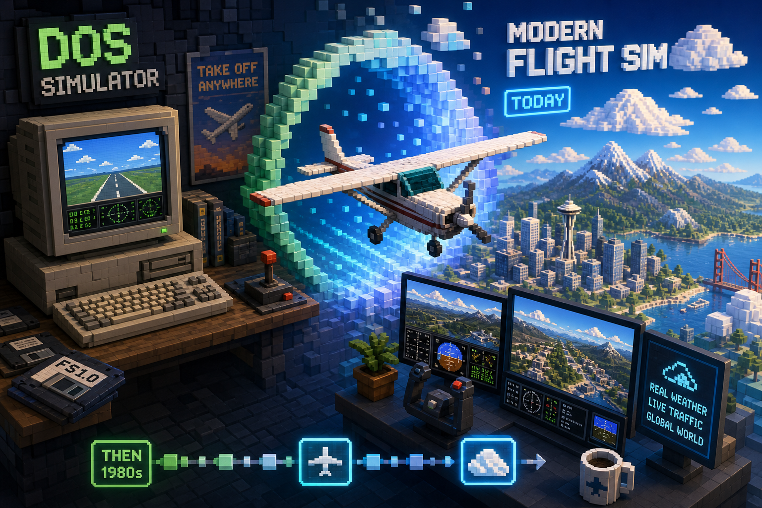 De Simulador DOS ao Microsoft Flight Simulator Moderno